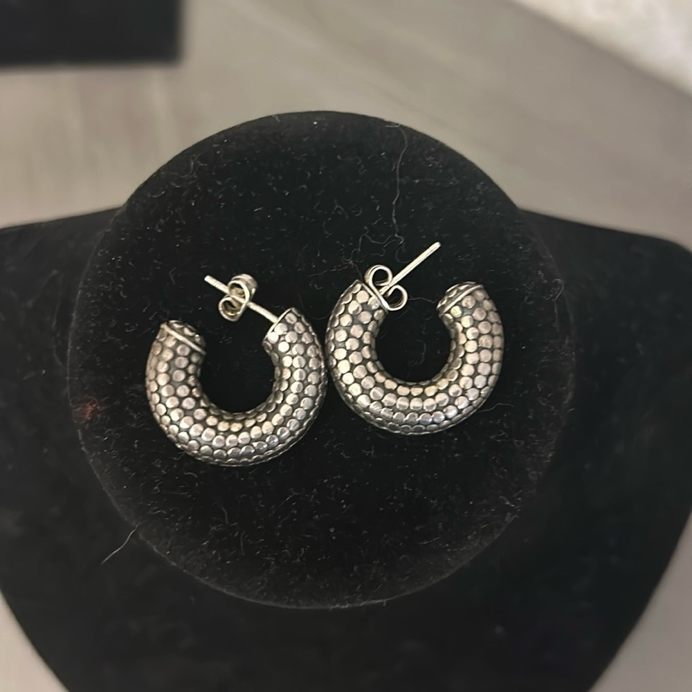 Retired  Dot Huggie Hoop Sterling Silver Earrings 8.39gr